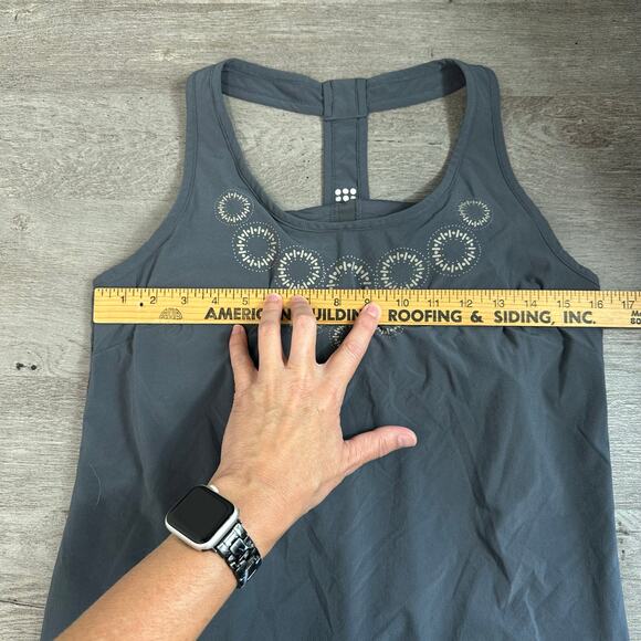 Title Nine Racerback Tank Top Shelf Bra Gray Med Nimberlene - Picture 10 of 12